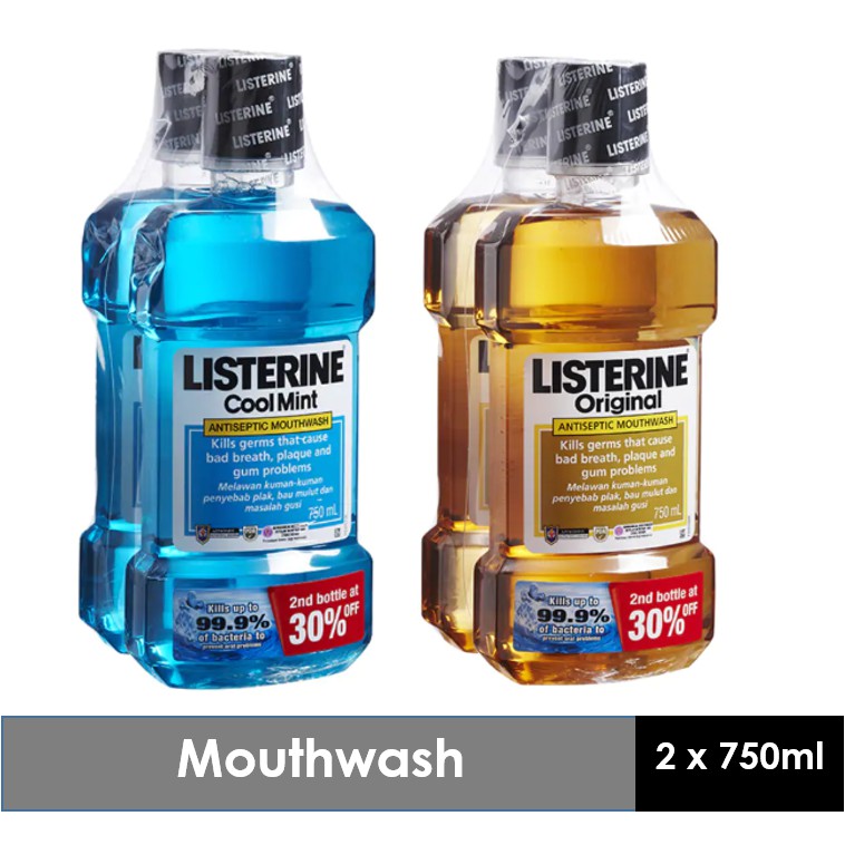Listerine Antiseptic Mouthwash 2 x 750ml (Twin Pack) Shopee Singapore