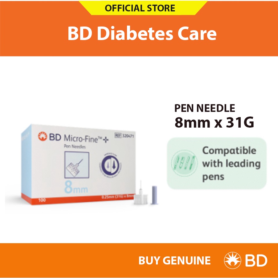 BD Micro Fine Pen Needles 8mm x 31G (Box of 100's) Shopee Singapore