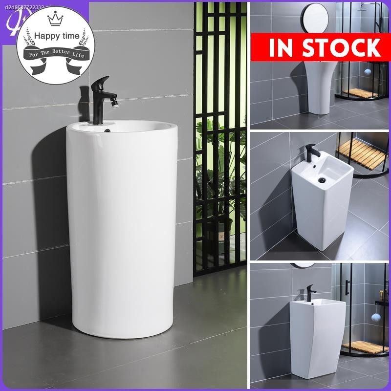 Onepiece pedestal washbasin ceramic balcony wash basin square bathroom