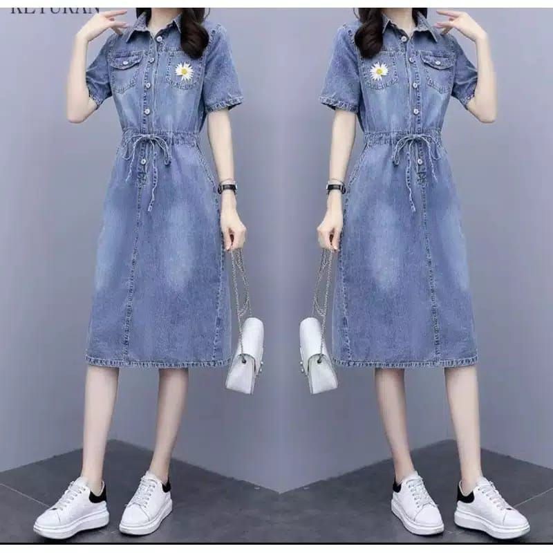 Flower Dress jeans Women Flower Embroidery Shopee Singapore
