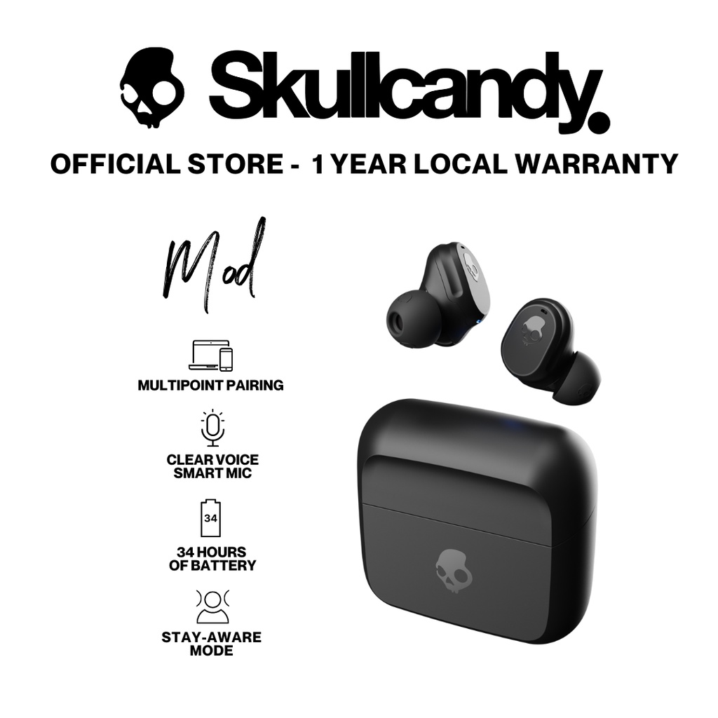 Skullcandy Mod True Wireless Earbuds with Multipoint Pairing, Up to 34
