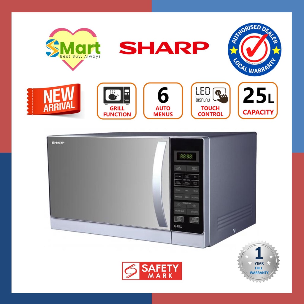 Sharp 25L Microwave Oven with Grill R72A1(SM)V Shopee Singapore