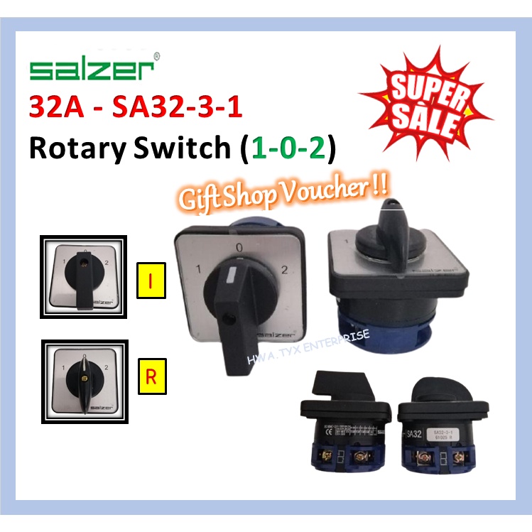 SALZER Rotary Switch 32A 1pole 102 Selector Switch (Model SA3231