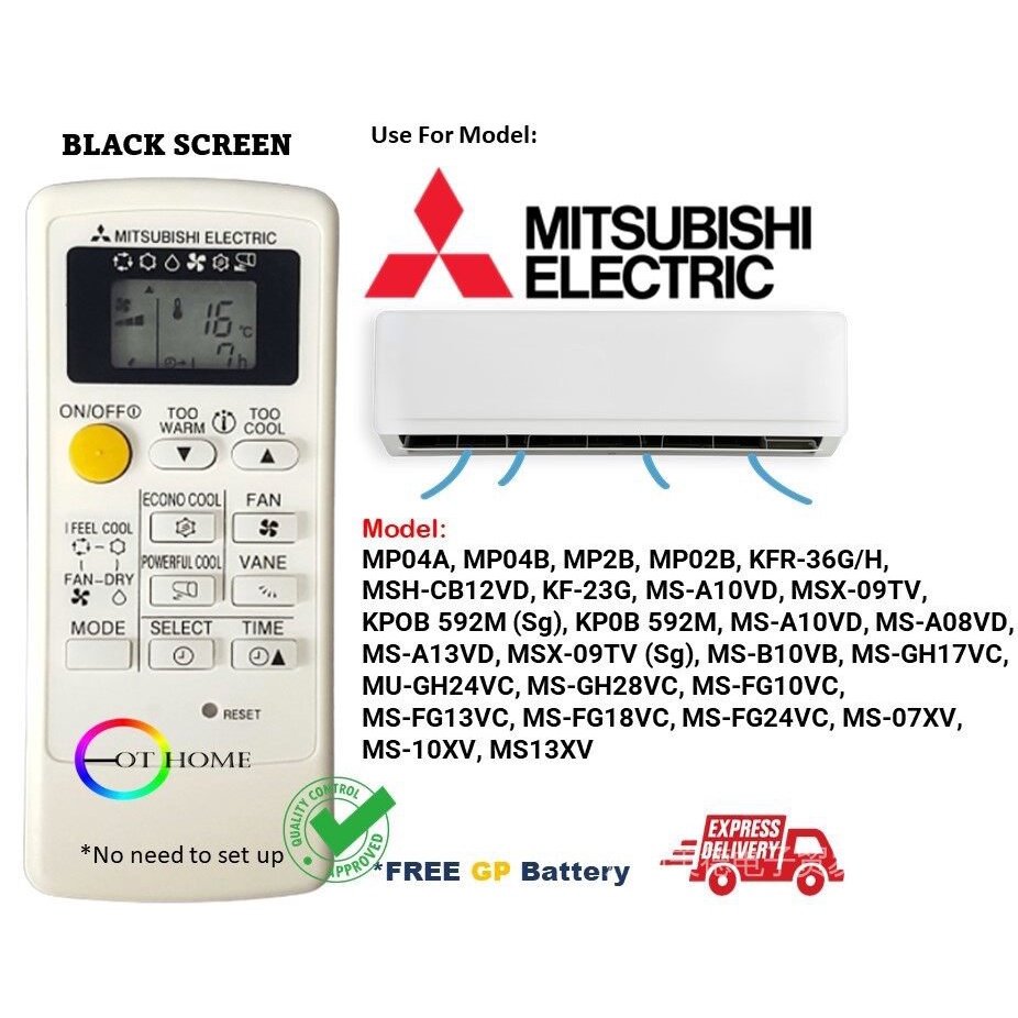 Mitsubishi Electric aircond remote control mp04a mp04b mp02b KFR36G/H