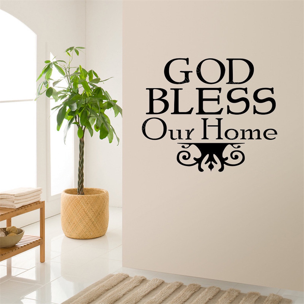 Bible Verse Wall stickers Home Decor Praise Worship " God Bless our