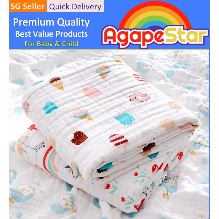 4 Layer Cotton Baby Muslin Bath Towel Ultrasoft Premium Quality