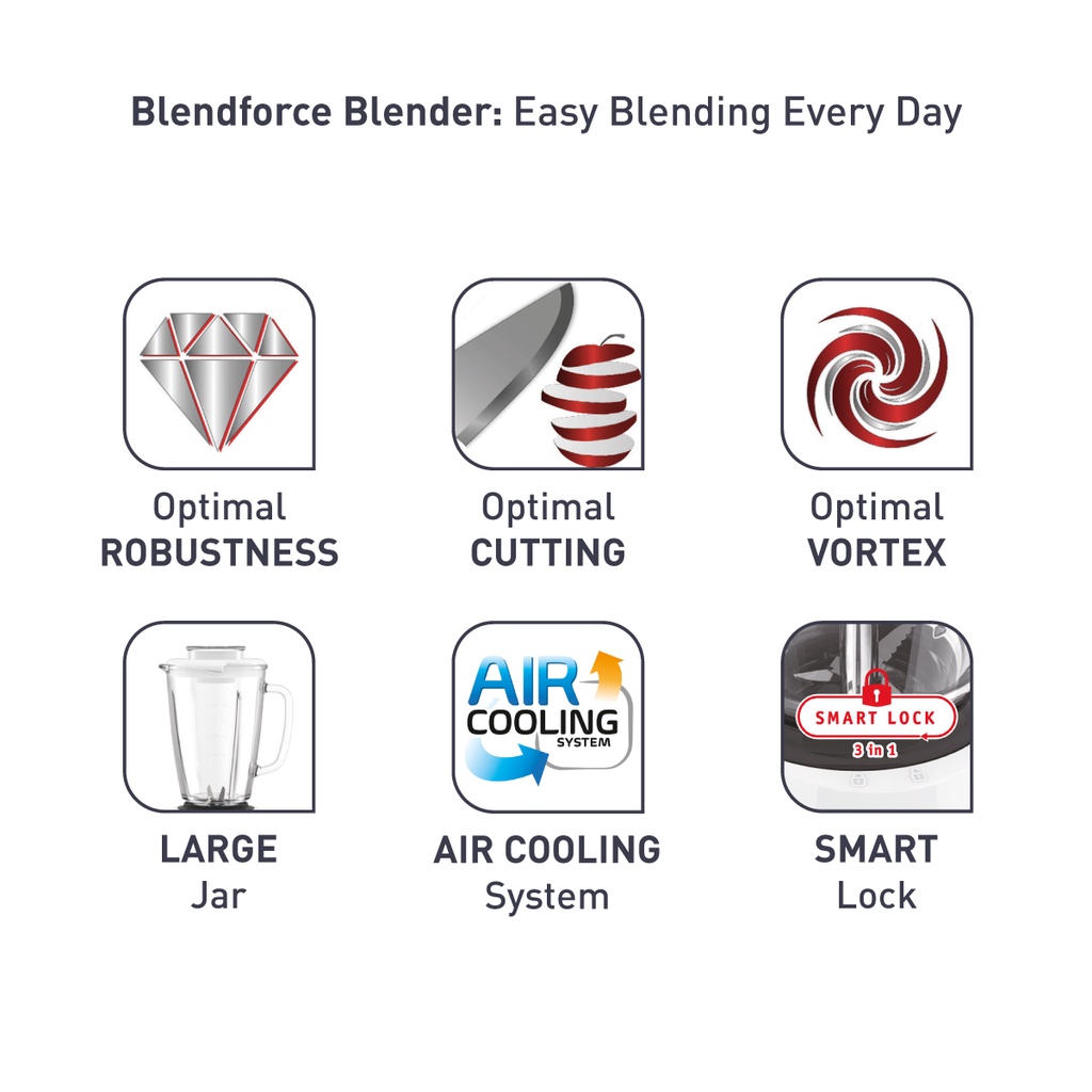 Tefal Blendforce 2 Glass Blender BL4361 800W, 2 speeds & pulse, 1.75L