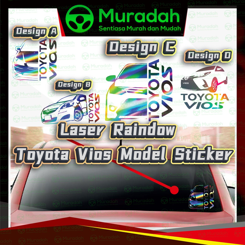 TOYOTA VIOS MODEL SHAPE&WORDS HIGH GRADE Laser Rainbow Sticker Toyota