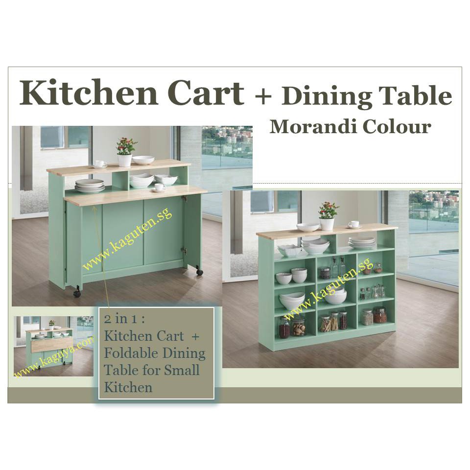 2in1 Kitchen Cart+Dining Table/MultiUse Kitchen Island/Morandi Colour