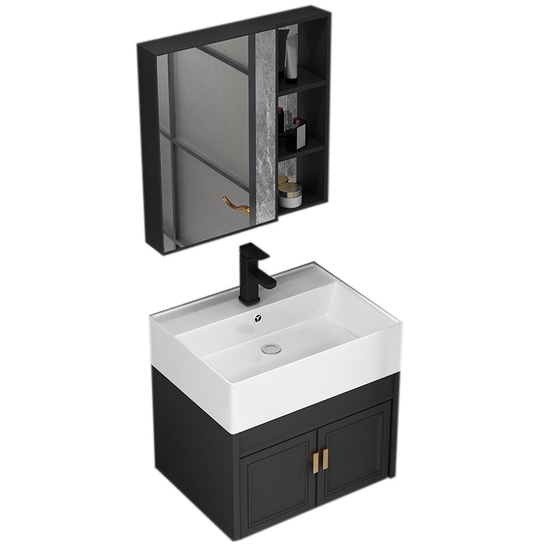 YOULITE Small Family Bathroom Black Wash Basin Combination