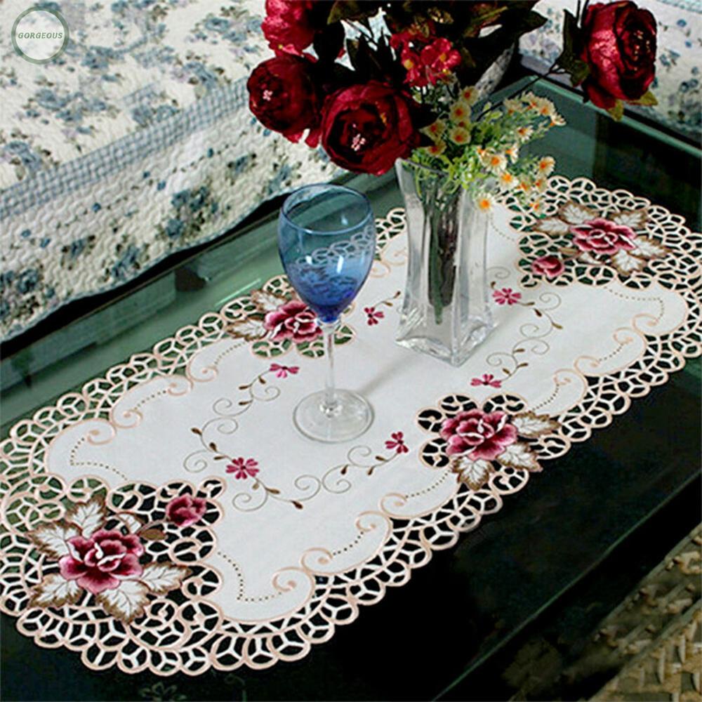 Satin Fabric Lace Small Table Cover Table Runners