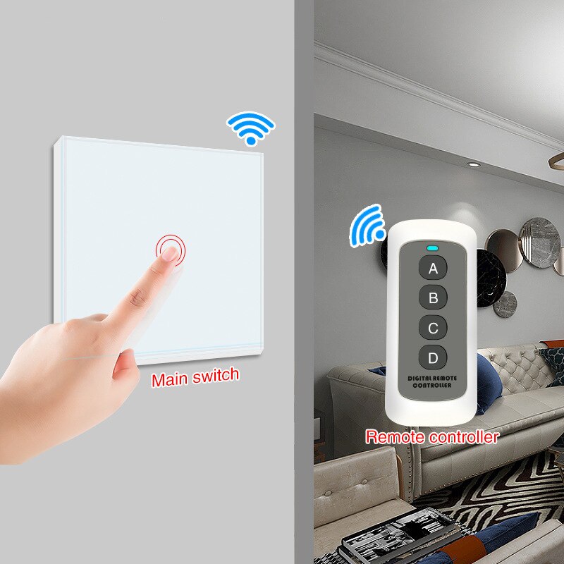 smart Wireless Remote Control Wall Switch RF wall Glass panel