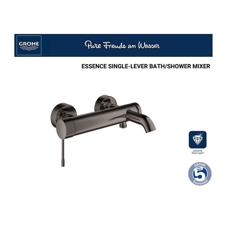 GROHE ESSENCE SINGLELEVER BATH/SHOWER MIXER (HARD GRAPHITE) Shopee