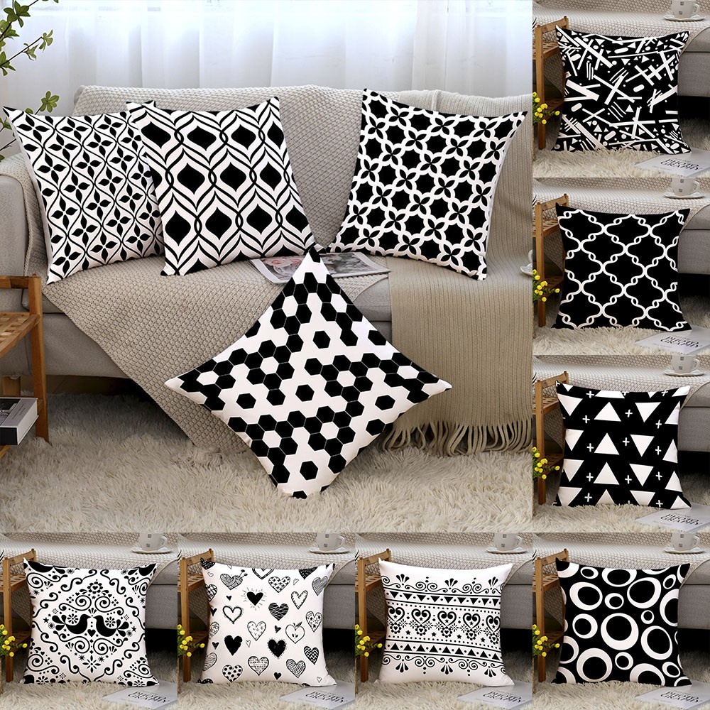 Simple Black White Geometry Sofa Pillow Cover Modern Nordic Printed
