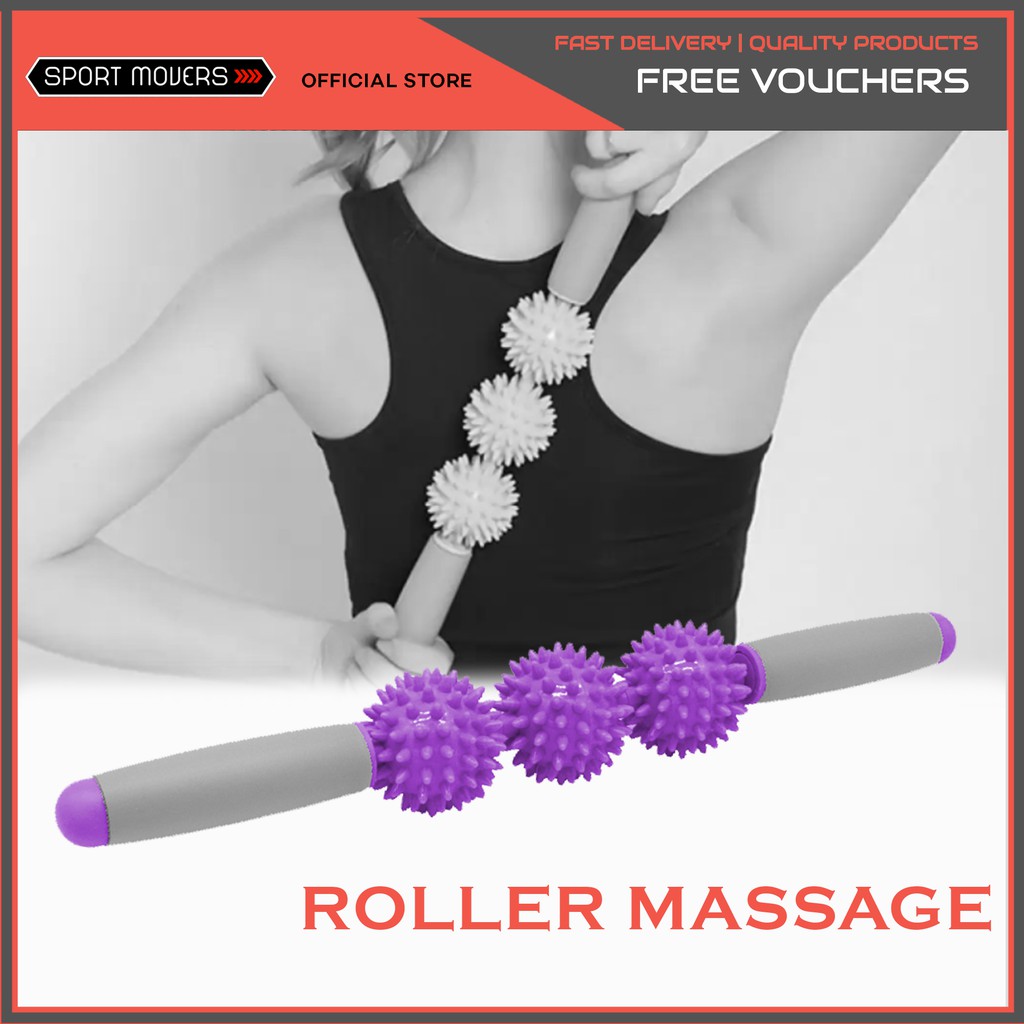 Fitness Spiky Balls Massage Roller Stick, Muscle Trigger Point Therapy