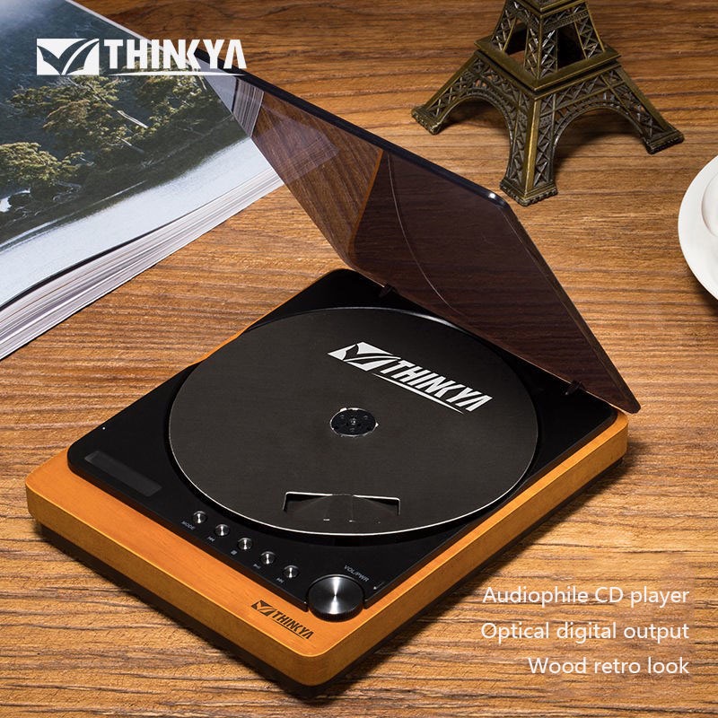 Thinkya CD Player Retro and Elegant Portable Home Audio Player Optical