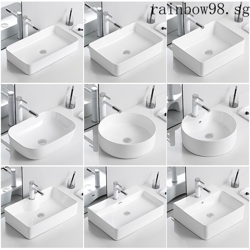 Countertop Basin Rectangular Round Washbasin Single Balcony Ceramic