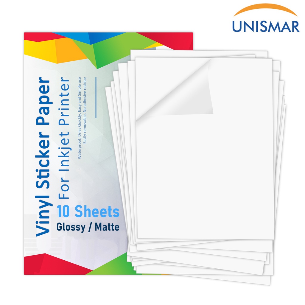 InkJet Printable PVC / Vinyl Sticker Paper A4, Glossy Matte White