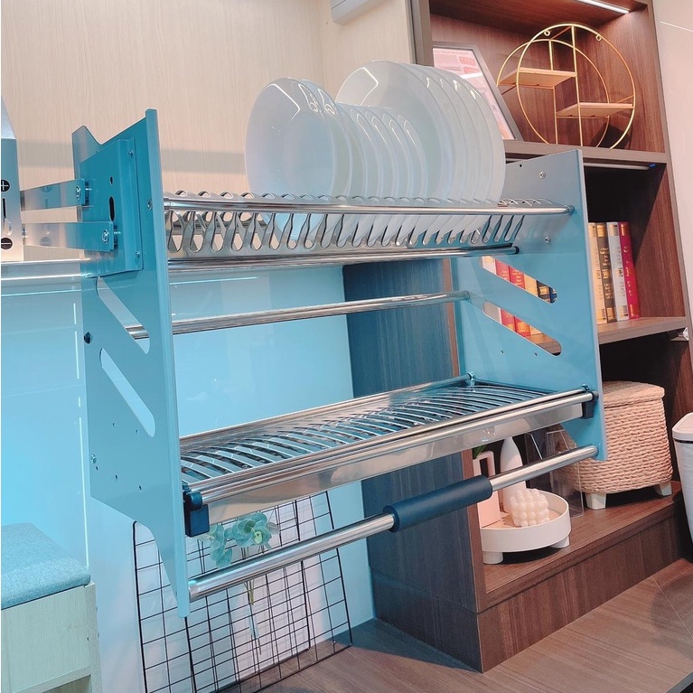 KKPL Kitchen Space Savings Pull Down Elevator Dish Rack