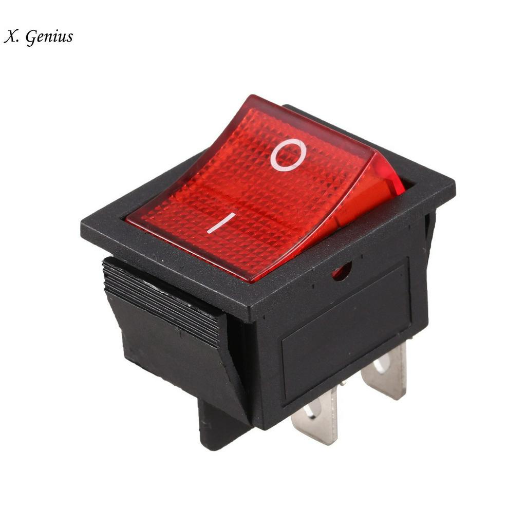 Red Light Illuminated 4 Pin DPST ON/OFF Snap in Rocker Switch 16A 20A