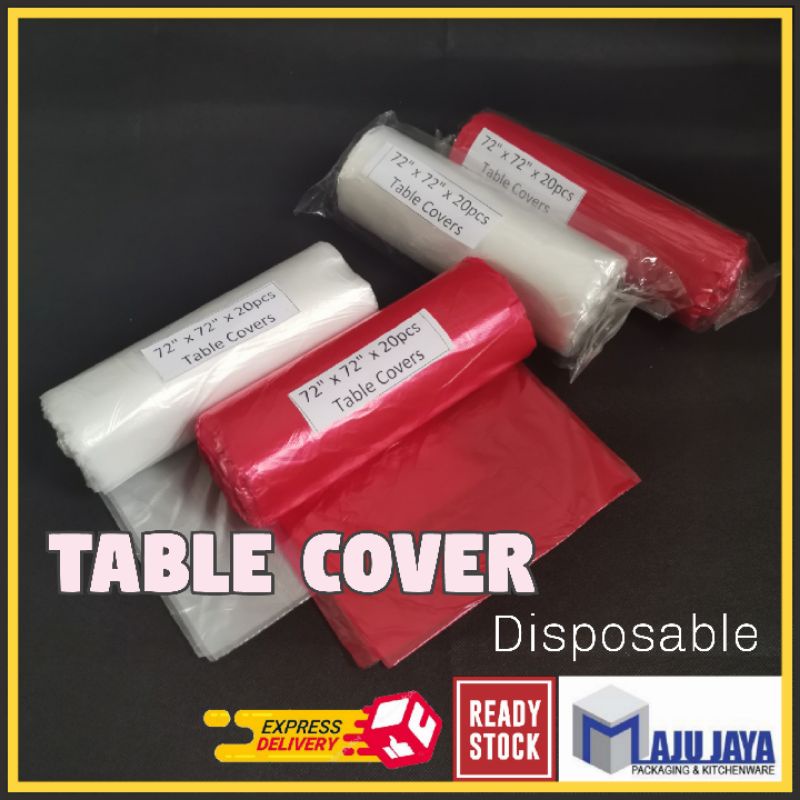 72x72'' Disposable Plastic Table Cover Cloth / 一次性桌布 / Alas Meja
