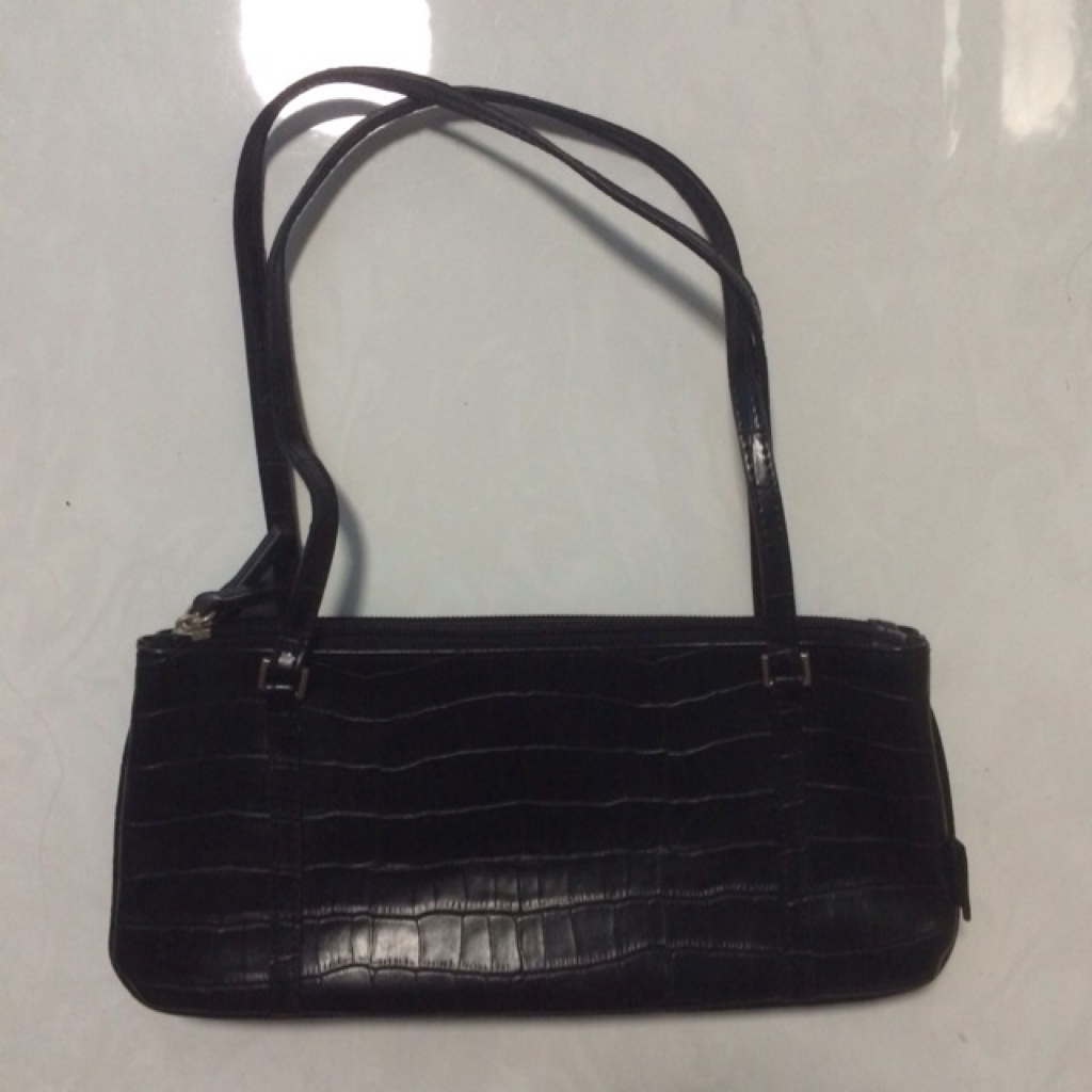 BNIP black Perllini New York snakeskin material duo shoulder bag