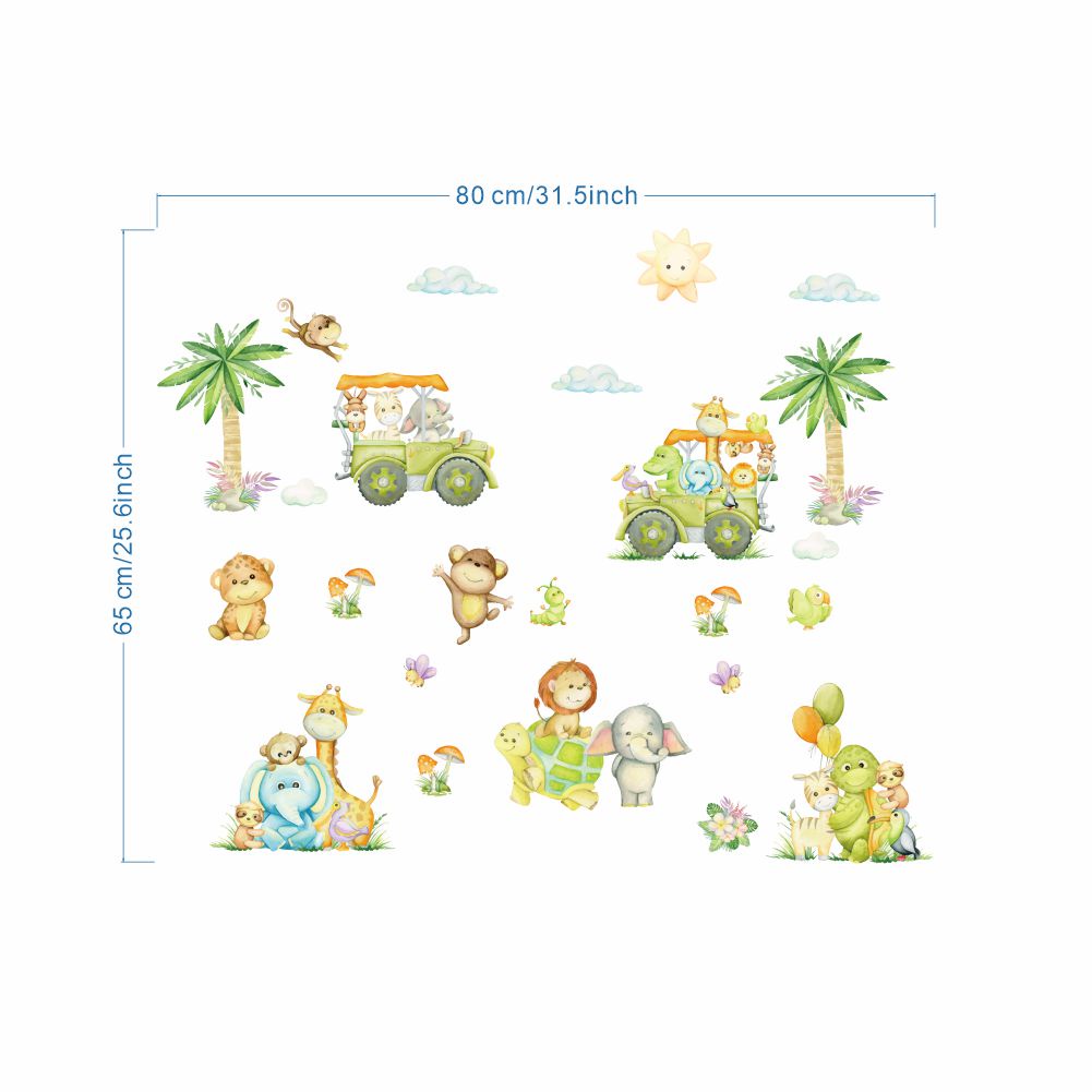 【Ready Stock】【Zooyoo】50 Cartoon Animals Plant Wall Stickers Cute Ocean
