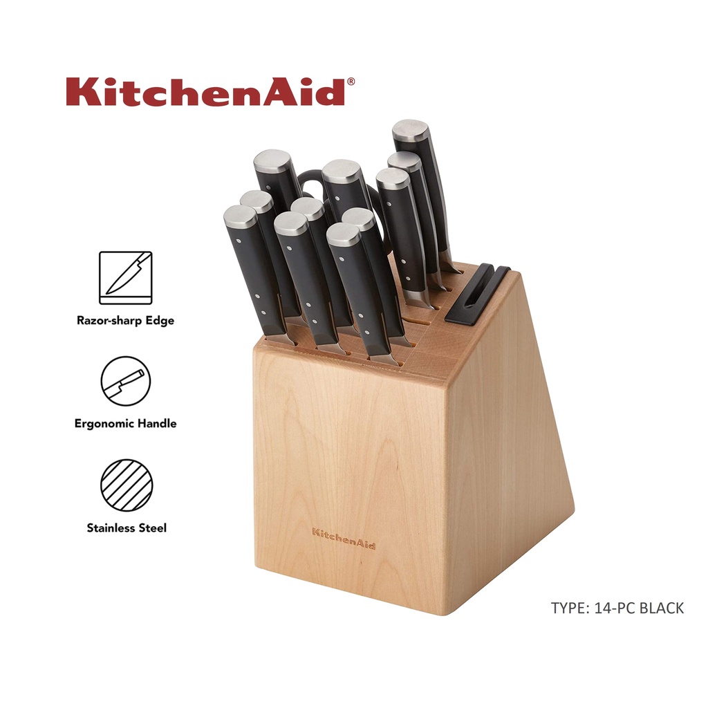 KitchenAid Knife Block Set with Sharpener (14 Pc / 15Pc Set) Shopee