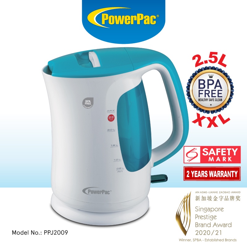 PowerPac Electric Kettle Jug, Cordless Kettle 2.5L BPA Free (PPJ2009