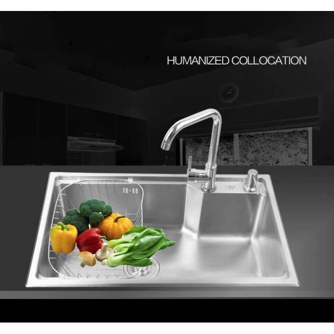 SG STOCK SUS304 Stainless Steel Kitchen Sink Single Bowel 1.2mm Thickness Vegetable Washing