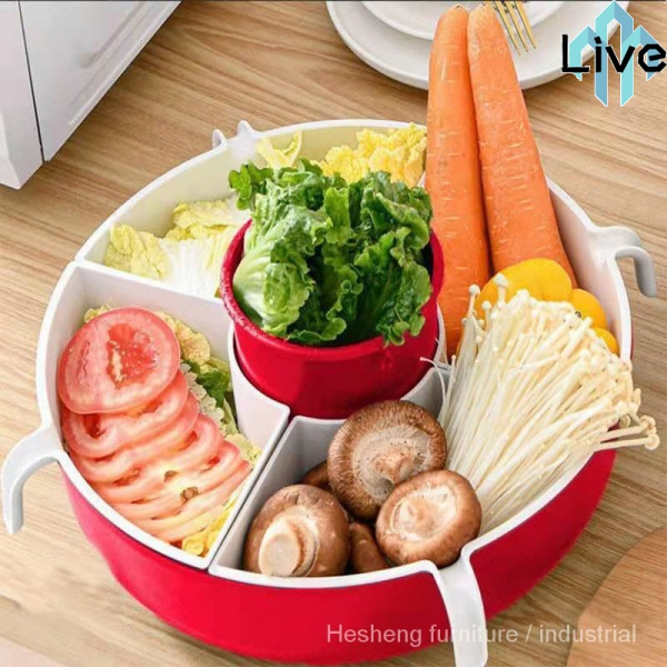 Large hot pot drain basket multifunction doublelayer rotary plate hot