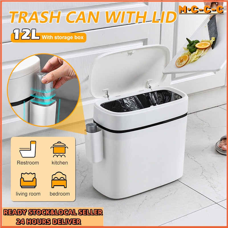 Trash Can with LID Automatic Garbage Bag Removing Waterproof Toilet