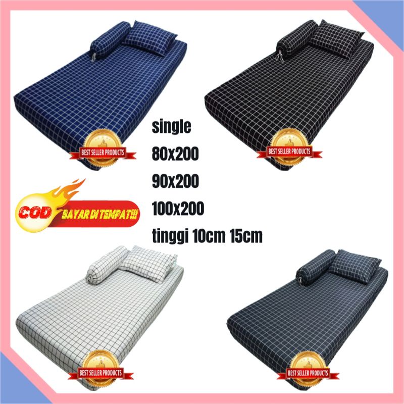 HITAM KATUN PUTIH Single Zipper Foam Mattress Cover 90x200 80x200