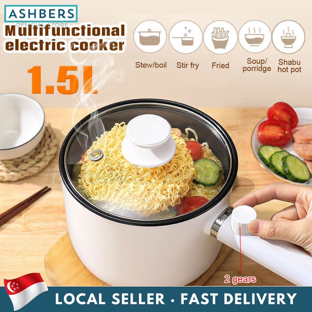 1.5L Mini Multifunction Electric Cooker Hot Pot Steamer Portable