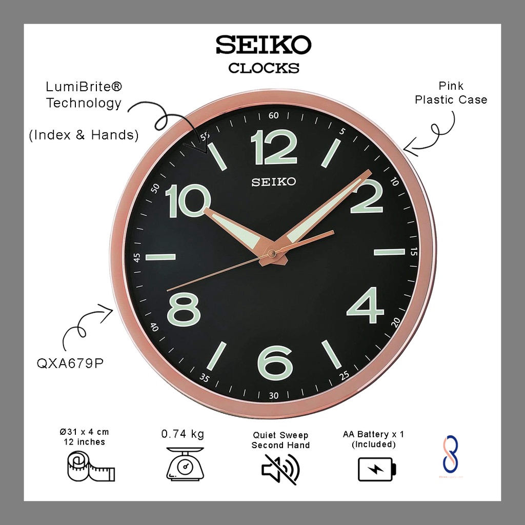 Seiko Wall Clocks Light Up by LumiBrite Technology Shopee Singapore