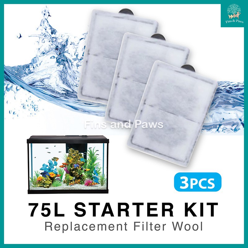[Resun] 3PCS Replacement Filter Wool for 75L 109L Starter Aquarium Fish