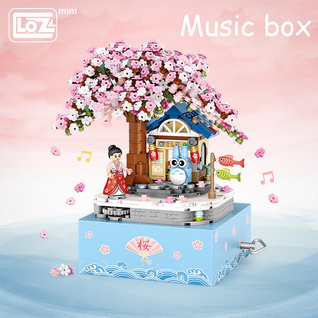 LOZ IDEAS Mini Block Sakura Japanese Theme Tree Music Box Building