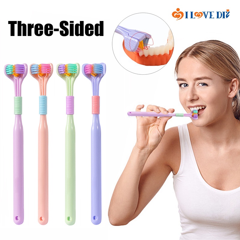 Three Sided Manual Toothbrush / Ultra Fine Soft Bristle Silicone Toothbrushes / 360 Degree Oral