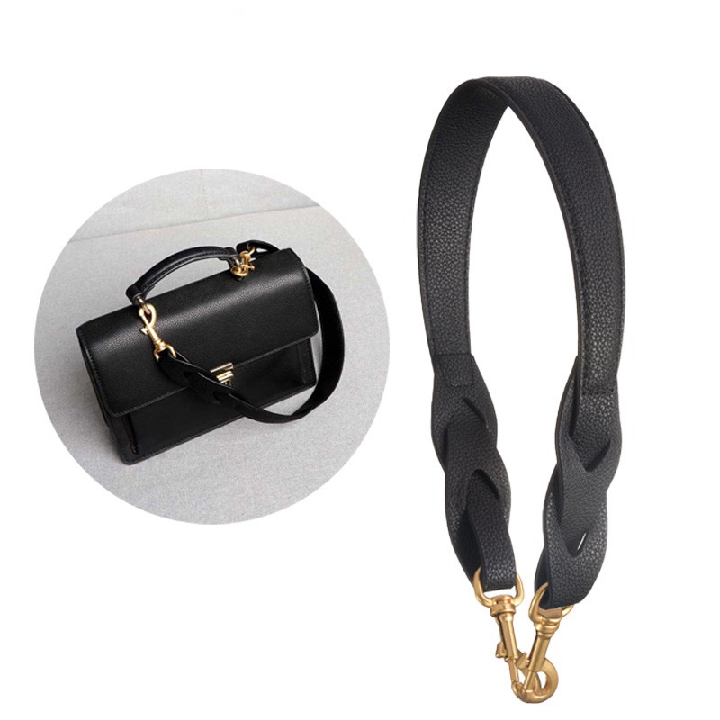57CM Handbag Strap Cowhide Litchi Pattern Twist Shoulder Strap DIY Bag