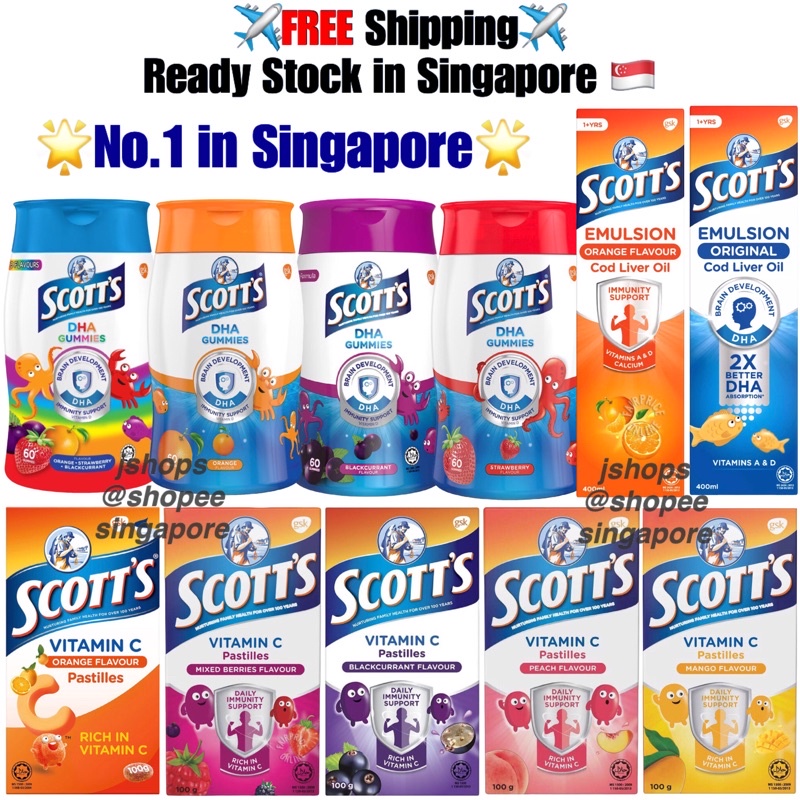 【Ready Stock in SG】 SCOTT’S DHA Gummies Emulsion Cod liver Oil Vitamin