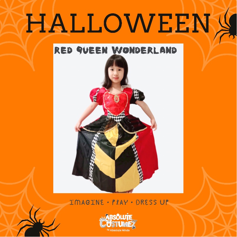 SG Local Seller Halloween Wear Red Queen Wonderland Kids Costumes
