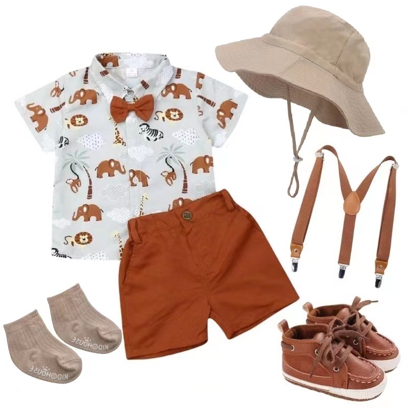 Baby Boy Zoo Keeper Safari Birthday Photoshoot Outfit (Nol Set