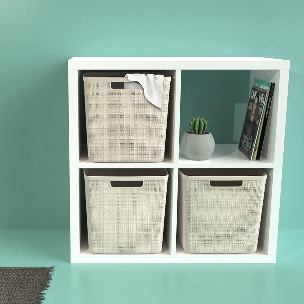 [CURVER] Jute Storage Basket / Recycled Plastic Box / Rectangle Box