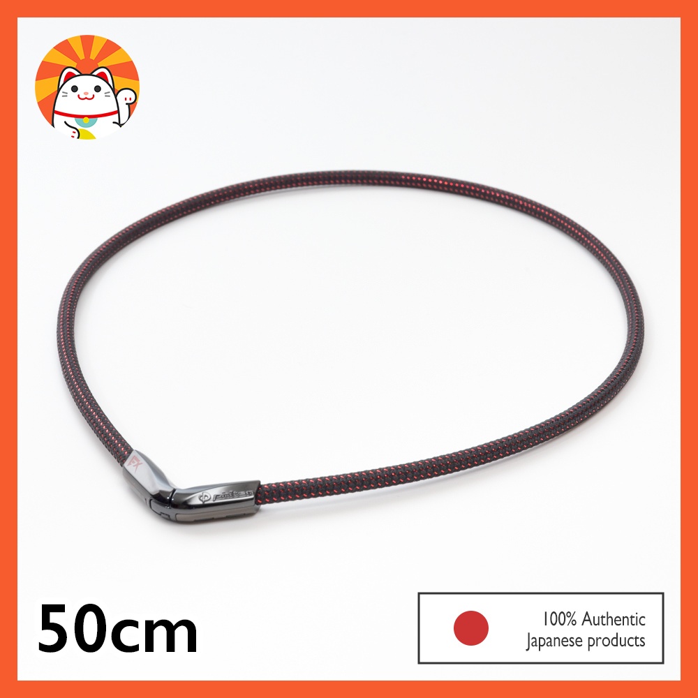 Phiten RAKUWA Necklace EXTREME V type Black/Red 50cm p001 Shopee