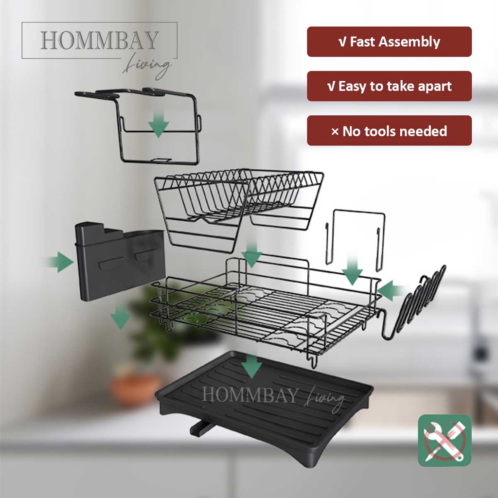 HOMMBAY Kitchen Japanese Style Minimalist Design Dish Rack with Water