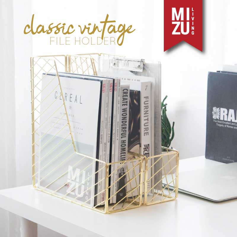 Classic VINTAGE File Holder Magazine Newspaper Rack Box File A4 Desktop