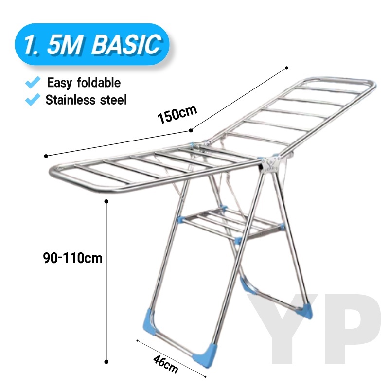 (SG STOCK) High quality stainless steel Clothes Drying Airer Rack