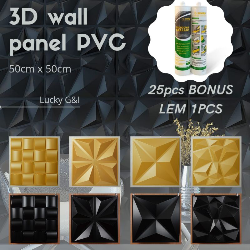 3d pvc wall Panels/ black & gold Wallpanel Shopee Singapore