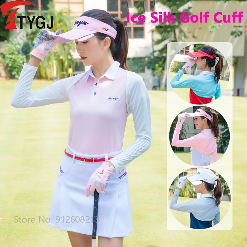 TTYGJ Summer AntiUV Golf Shawl Arm Sleeve for Women Cooling Ice Silk T