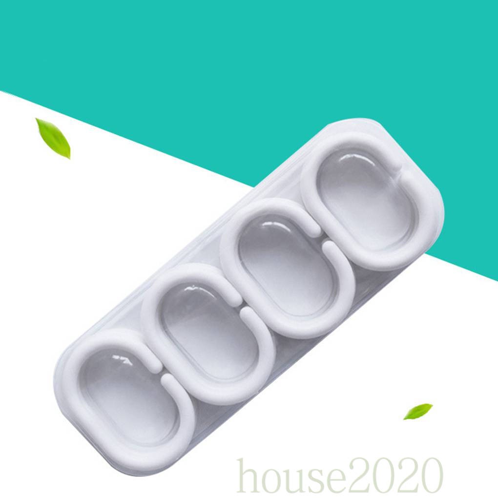 24pcs/Set White Plastic C Shape Bath Drape Shower Ring Loop Bendable Bathroom Curtain Hooks